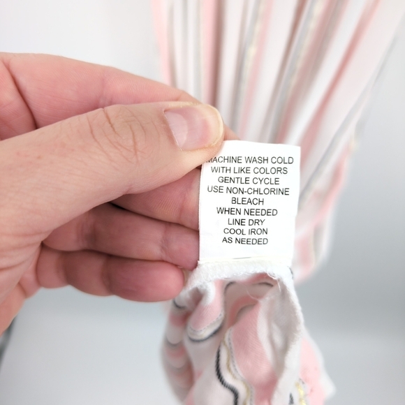 Blue Island Large Cutout Maxi Dress Striped Smocked Flutter Sleeve Pink White - Picture 9 of 9